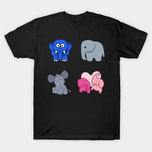 Elephants 4 pk Stickers Collection T-Shirt